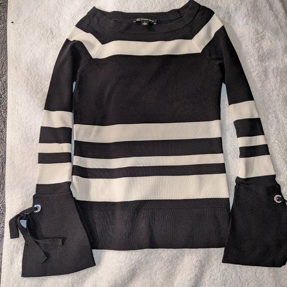INC Striped Spring Sweater With Bell Sleeves - Picture 1 of 6
